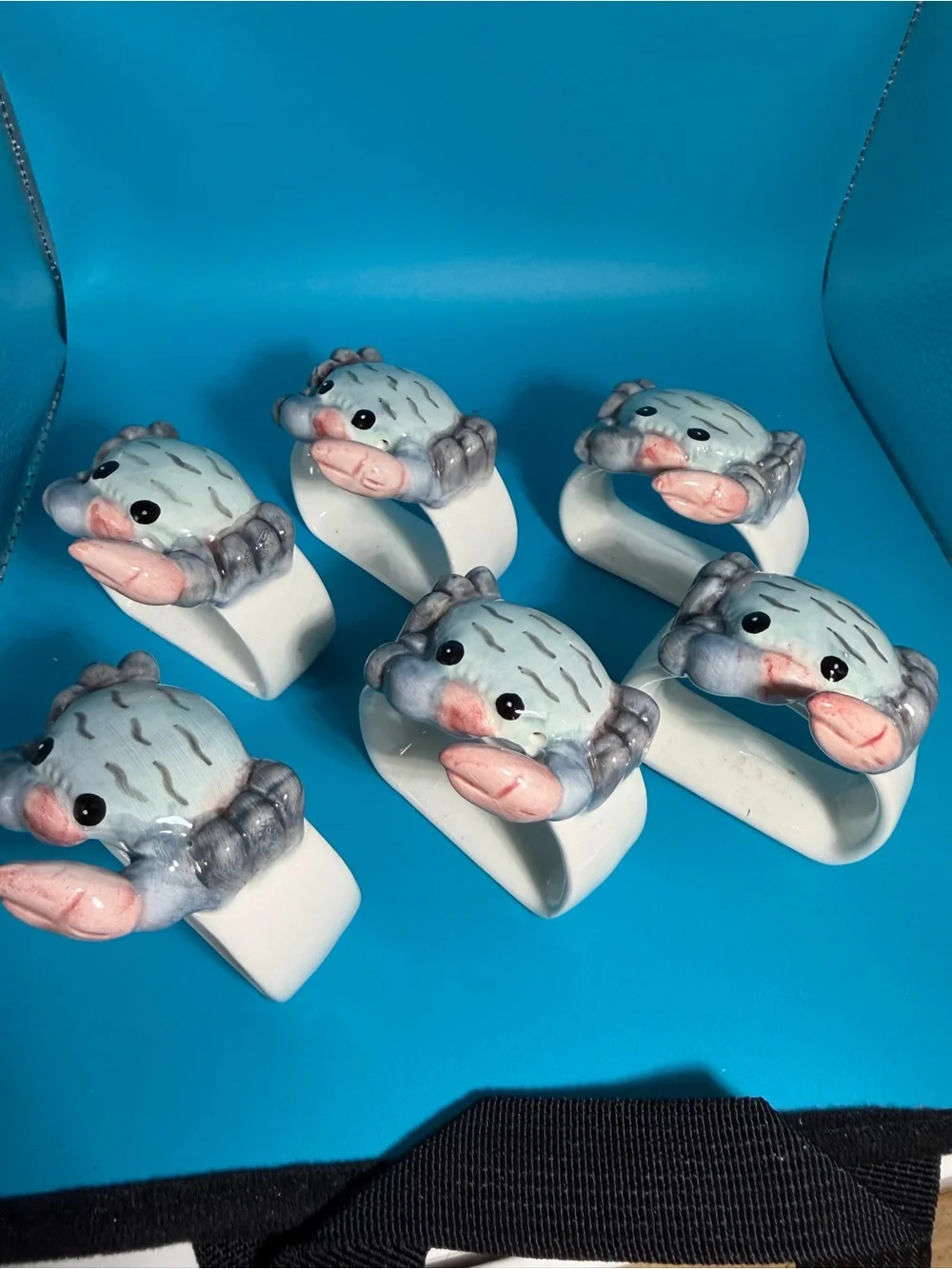 Set of 6 Maryland Blue Crab Ceramic Napkjn Rings